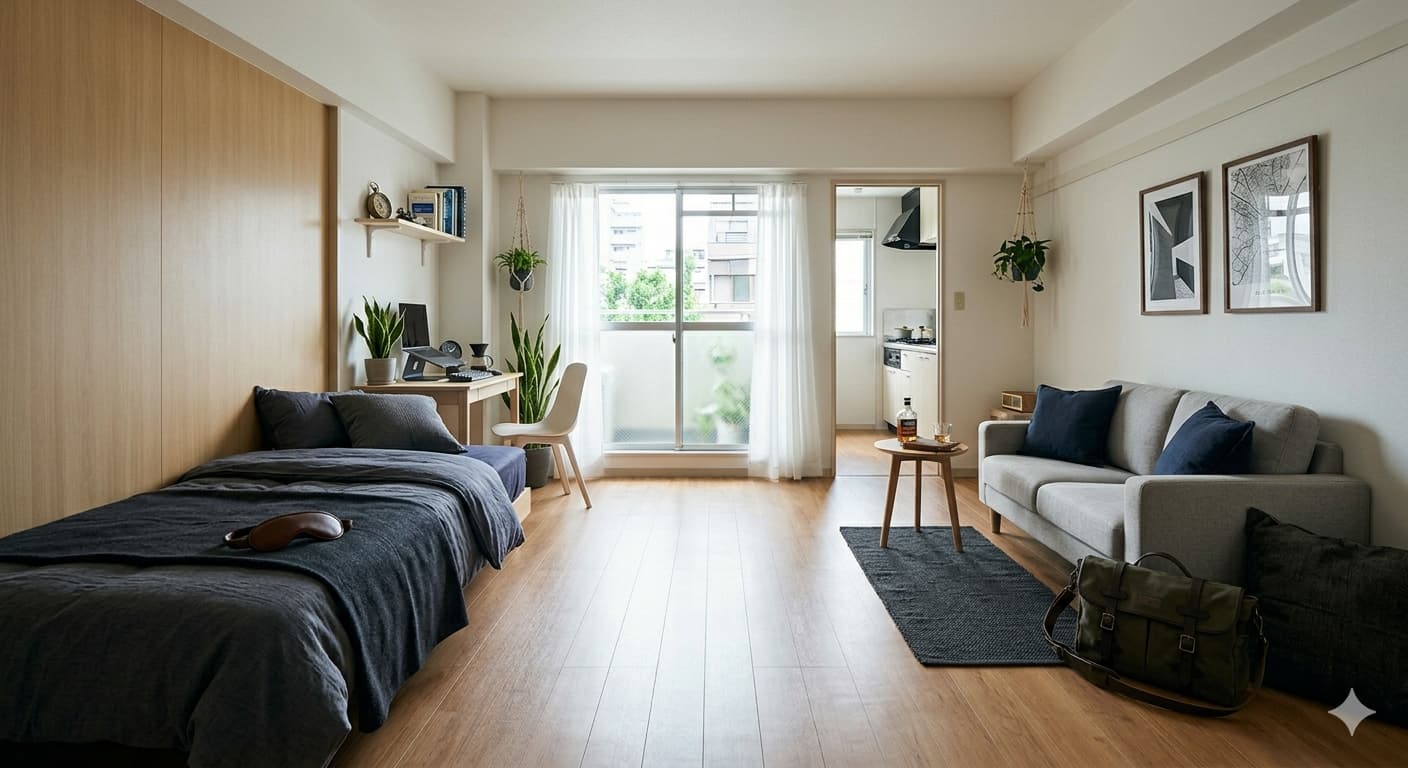 8畳1Kの余白を活かすレイアウト