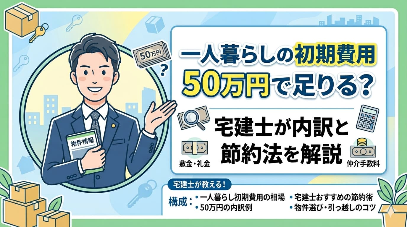 一人暮らしの初期費用は50万円で足りる？宅建士が内訳と節約法を解説