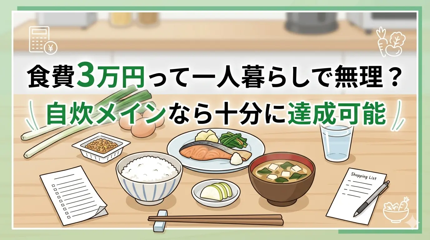 食費3万円は一人暮らしで無理ではなく、自炊メインなら達成可能であることを示すセクション画像