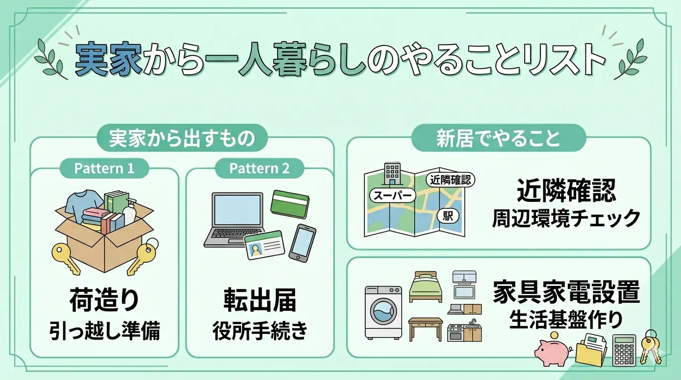 実家から一人暮らしのやることリスト【手続き・準備を時系列で全網羅