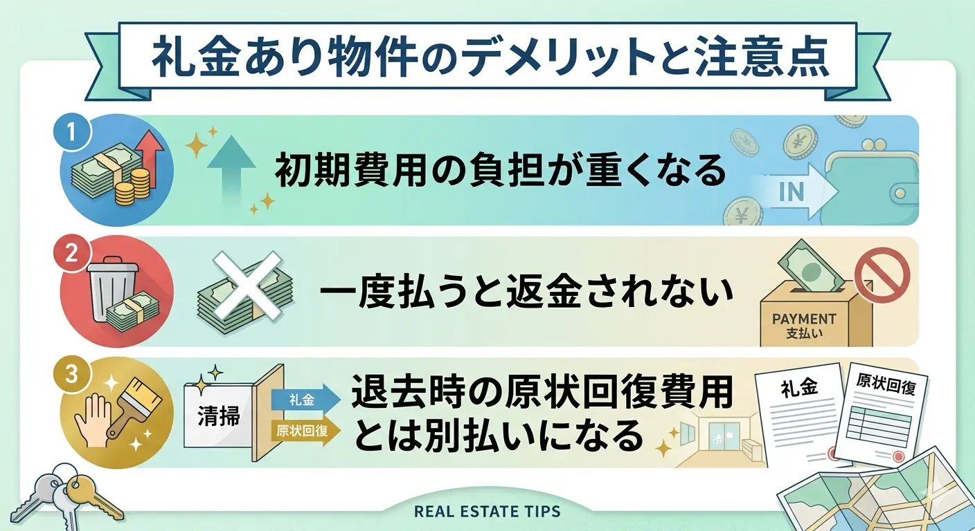 礼金あり物件のデメリットと注意点3つ一覧