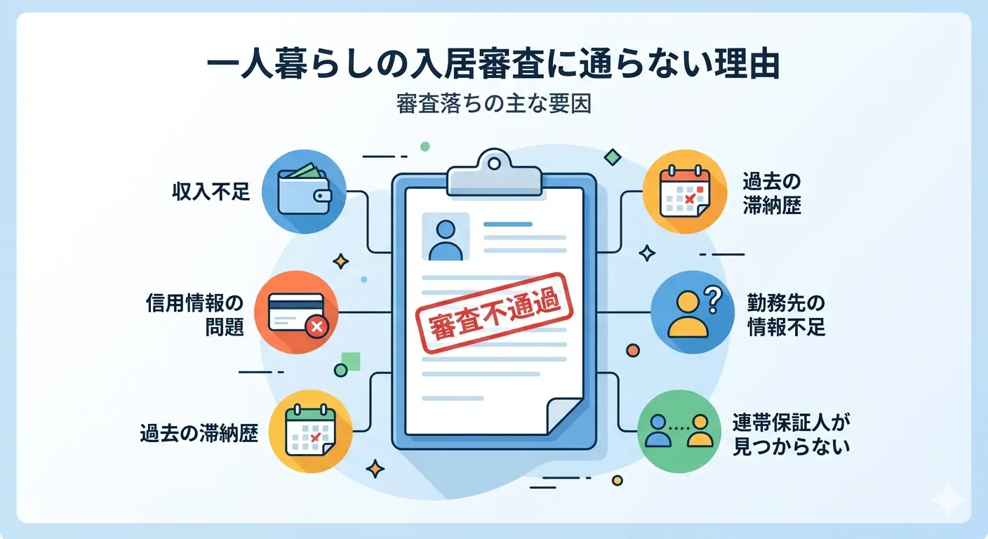 一人暮らしの入居審査に通らない理由｜収入不足・信用情報・滞納歴など主な要因