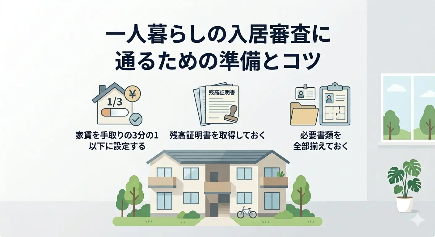 一人暮らしの入居審査に通るための準備とコツ｜家賃調整・残高証明書・必要書類の3つの準備