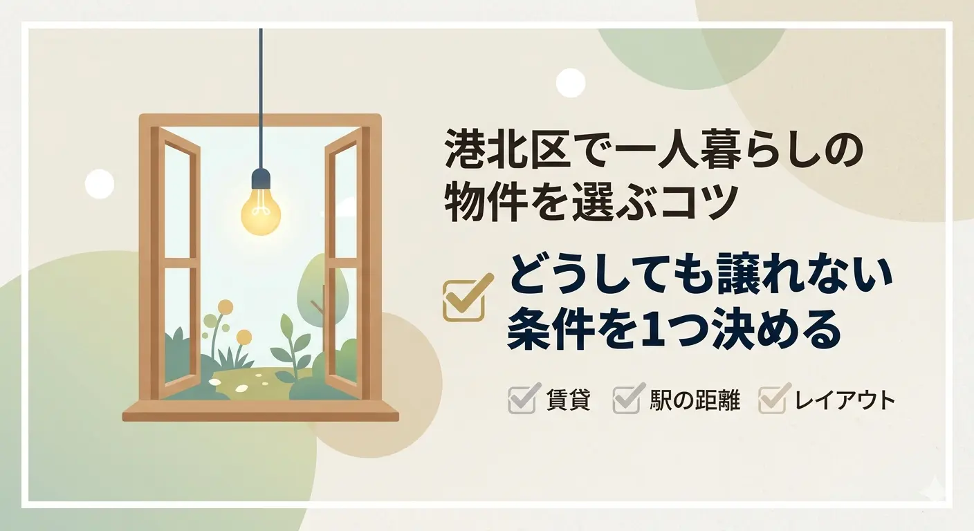 港北区の賃貸で一人暮らしの物件を選ぶコツ。駅の距離やレイアウトなど、どうしても譲れない条件を1つ決めるのがポイント