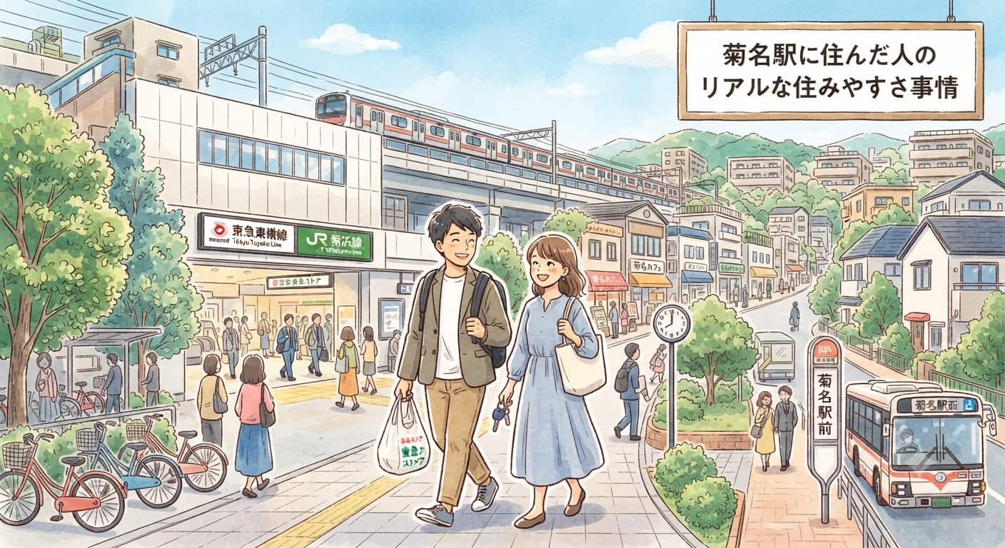 菊名駅前のにぎわい。東急東横線とJR横浜線が乗り入れる駅と買い物帰りの人々