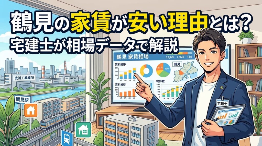 鶴見の家賃が安い理由を宅建士が相場データで解説する記事のアイキャッチ画像