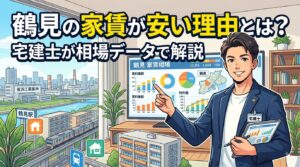 鶴見の家賃が安い理由を宅建士が相場データで解説する記事のアイキャッチ画像