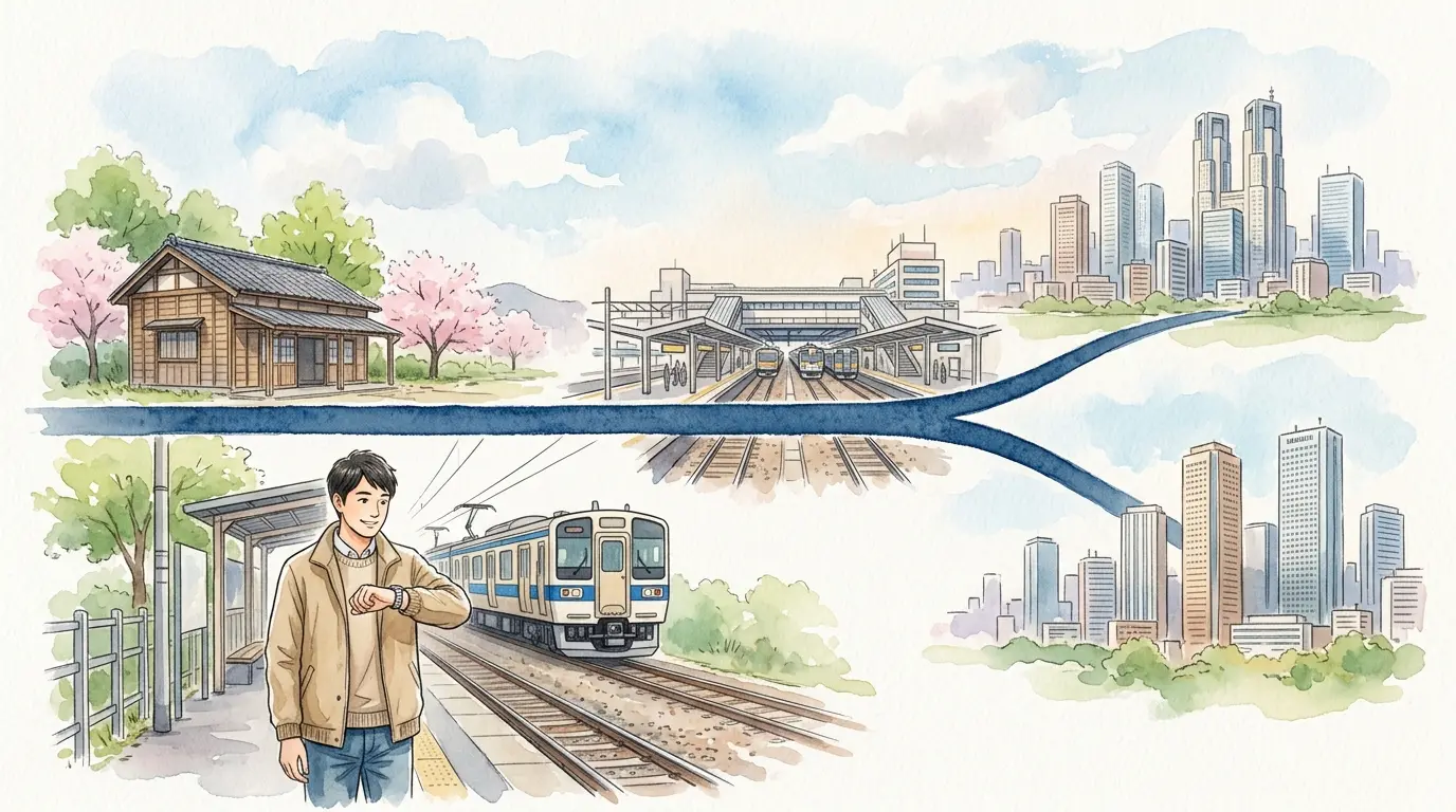 保土ヶ谷駅から横浜駅・東京・新宿へ直通する2系統だけの路線図風イラスト
